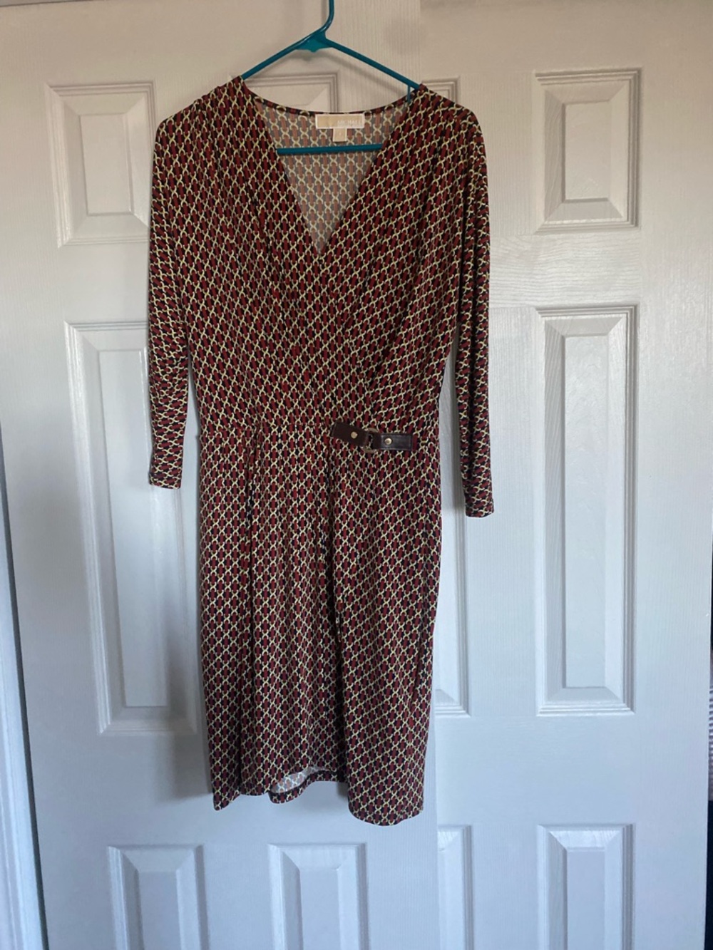 Michael Kors Burgundy Geometric Midi Dress